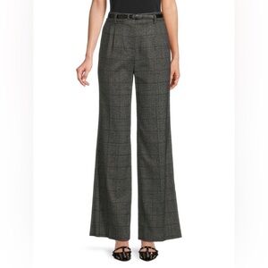 Calvin Klein Charcoal Gray Glenn Plaid High Waist Wide Leg Pants 4 P